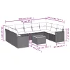  10 részes fekete polyrattan kerti ülőgarnitúra párnákkal