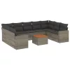  10 részes szürke polyrattan kerti ülőgarnitúra párnákkal