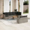  10 részes szürke polyrattan kerti ülőgarnitúra párnákkal