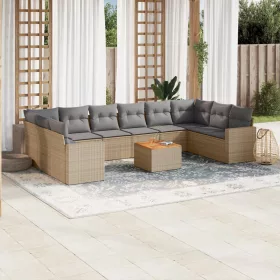    11 részes bézs polyrattan kerti ülőgarnitúra párnákkal