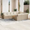  11 részes bézs polyrattan kerti ülőgarnitúra párnákkal