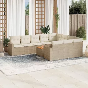    11 részes bézs polyrattan kerti ülőgarnitúra párnákkal