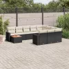  11 részes fekete polyrattan kerti ülőgarnitúra párnákkal