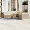  11 részes bézs polyrattan kerti ülőgarnitúra párnákkal