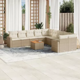    11 részes bézs polyrattan kerti ülőgarnitúra párnákkal