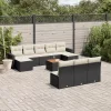  11 részes fekete polyrattan kerti ülőgarnitúra párnákkal