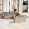  11 részes bézs polyrattan kerti ülőgarnitúra párnákkal