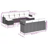  11 részes fekete polyrattan kerti ülőgarnitúra párnákkal