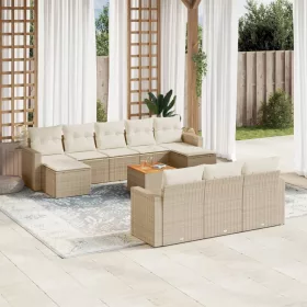    11 részes bézs polyrattan kerti ülőgarnitúra párnákkal