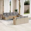  11 részes bézs polyrattan kerti ülőgarnitúra párnákkal