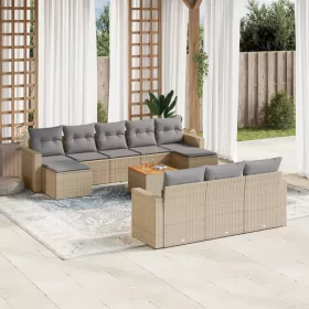    11 részes bézs polyrattan kerti ülőgarnitúra párnákkal