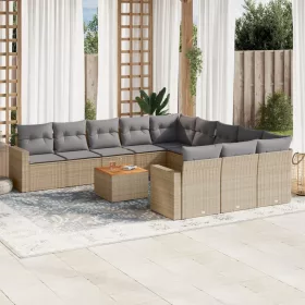    12 részes bézs polyrattan kerti ülőgarnitúra párnákkal