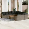  12 részes szürke polyrattan kerti ülőgarnitúra párnákkal
