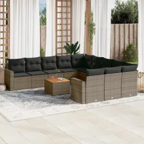    12 részes szürke polyrattan kerti ülőgarnitúra párnákkal