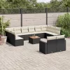  13 részes fekete polyrattan kerti ülőgarnitúra párnákkal