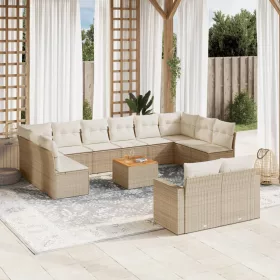    13 részes bézs polyrattan kerti ülőgarnitúra párnákkal