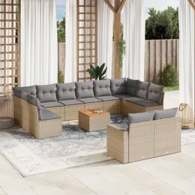    13 részes bézs polyrattan kerti ülőgarnitúra párnákkal
