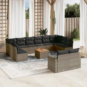    13 részes szürke polyrattan kerti ülőgarnitúra párnákkal