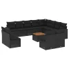  13 részes fekete polyrattan kerti ülőgarnitúra párnákkal