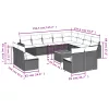  13 részes fekete polyrattan kerti ülőgarnitúra párnákkal