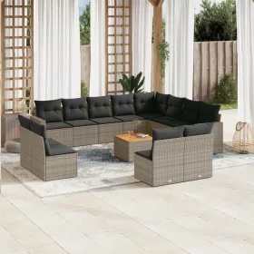    13 részes szürke polyrattan kerti ülőgarnitúra párnákkal