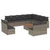  13 részes szürke polyrattan kerti ülőgarnitúra párnákkal