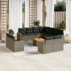  12 részes szürke polyrattan kerti ülőgarnitúra párnákkal