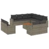  12 részes szürke polyrattan kerti ülőgarnitúra párnákkal