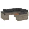  13 részes szürke polyrattan kerti ülőgarnitúra párnákkal