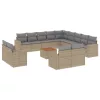  14 részes bézs polyrattan kerti ülőgarnitúra párnával