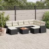  10 részes fekete polyrattan kerti ülőgarnitúra párnákkal
