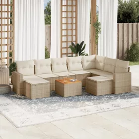    10 részes bézs polyrattan kerti ülőgarnitúra párnával