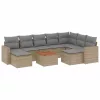  10 részes bézs polyrattan kerti ülőgarnitúra párnával