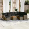  10 részes szürke polyrattan kerti ülőgarnitúra párnákkal