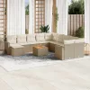  12 részes bézs polyrattan kerti ülőgarnitúra párnákkal