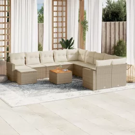    12 részes bézs polyrattan kerti ülőgarnitúra párnákkal