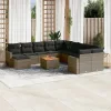  12 részes szürke polyrattan kerti ülőgarnitúra párnákkal