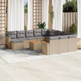    13 részes bézs polyrattan kerti ülőgarnitúra párnákkal