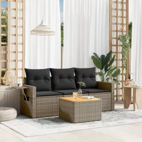    4 részes szürke polyrattan kerti ülőgarnitúra párnákkal