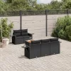  6 részes fekete polyrattan kerti ülőgarnitúra párnákkal