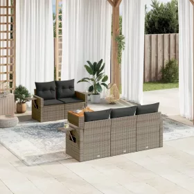    6 részes szürke polyrattan kerti ülőgarnitúra párnákkal