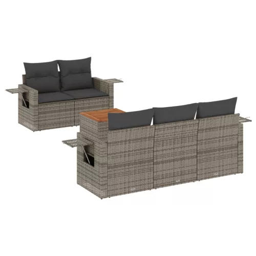  6 részes szürke polyrattan kerti ülőgarnitúra párnákkal