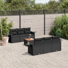    7 részes fekete polyrattan kerti ülőgarnitúra párnával