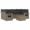  7 részes szürke polyrattan kerti ülőgarnitúra párnákkal