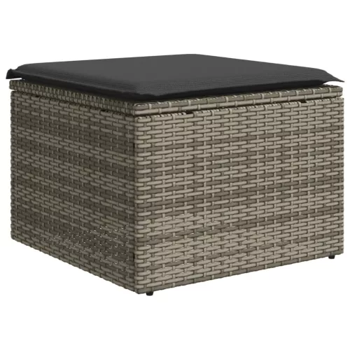  7 részes szürke polyrattan kerti ülőgarnitúra párnákkal