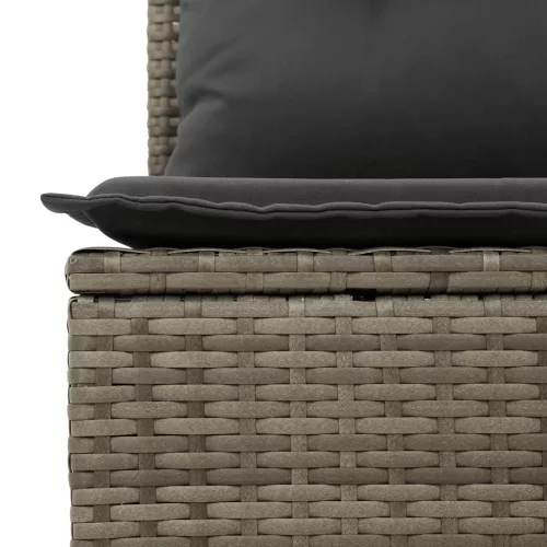  7 részes szürke polyrattan kerti ülőgarnitúra párnákkal