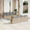  9 részes bézs polyrattan kerti ülőgarnitúra párnákkal