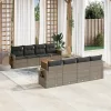  9 részes szürke polyrattan kerti ülőgarnitúra párnákkal