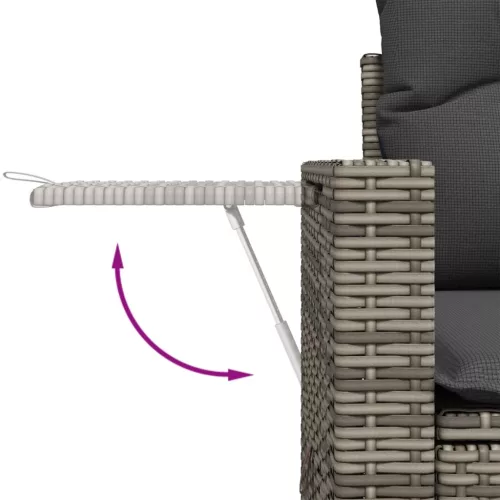  9 részes szürke polyrattan kerti ülőgarnitúra párnákkal