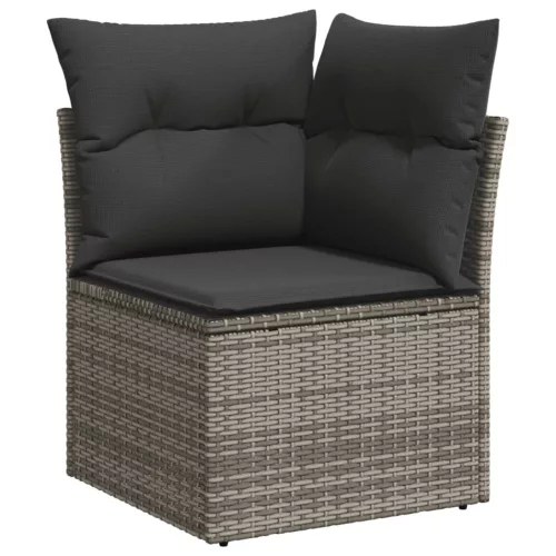  9 részes szürke polyrattan kerti ülőgarnitúra párnákkal